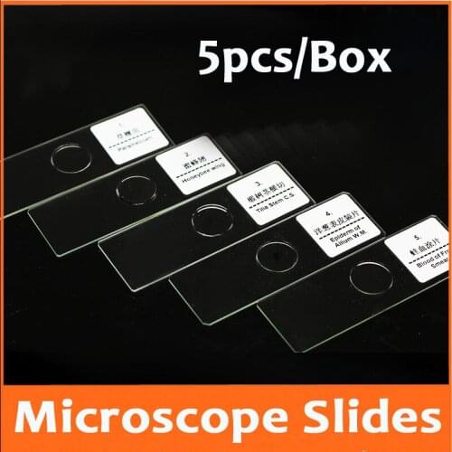 5pcs Educational Lab School Animals Insects Plants Glass Prepared Specimen Slides for Science Biological Microscope