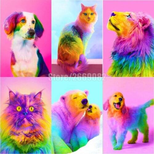 5D Diy diamond painting color animal diamond embroidery cross stitch mosaic home decoration Christmas gift TT1012