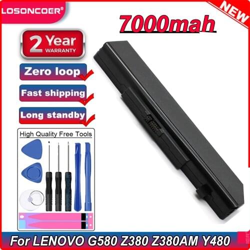 7000mAh 6Cells New Laptop Battery For LENOVO G580 Z380 Z380AM Y480 G480 V480 Y580 G580AM L11N6R01 L11M6Y01 L11S6Y01 L11L6Y01