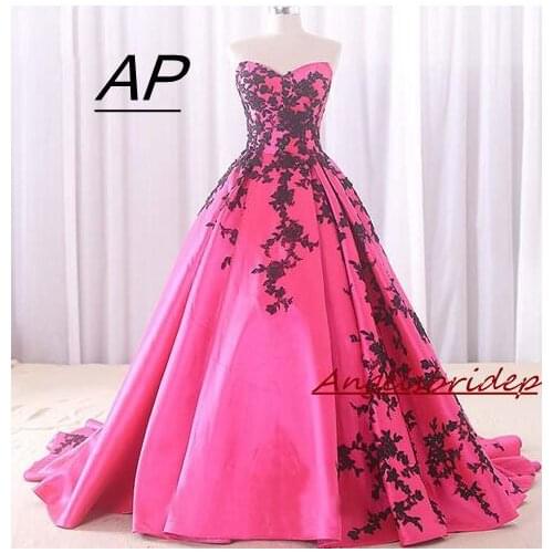 ANGELSBRIDEP Sweetheart Ball Gown Quinceanera Dress 2021 Lace-up Back Sweet 16 Dresses Black Appliques Vestidos De Quinceaneras