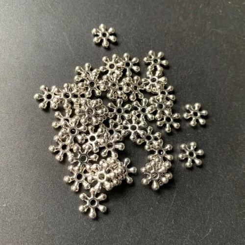Snowflake Shape Charm Beads Zinc European Alloy Spacer Beads Metal Silver Spacer Beads for Kids Bracelet Jewelry Making
