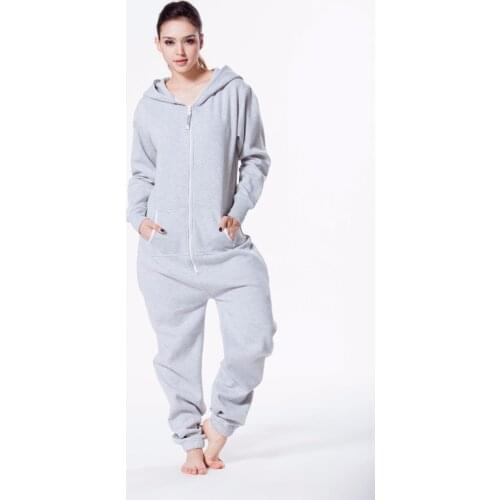 Zipperall One Piece Jumpsuit Unisex Adult Romper Hoody Fleece Playsuit All In Onzie Overall