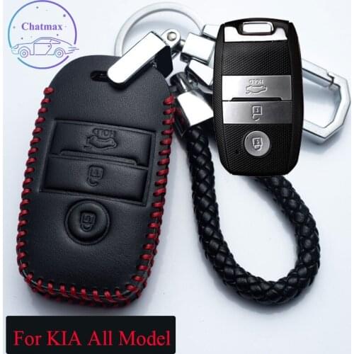 For KIA K2 K3 K4 KX3 KX5 Sportage/R Forte Soul Cerato Car Key Bag Genuine Leather Fob Cover Red Black Holder Car Accessories