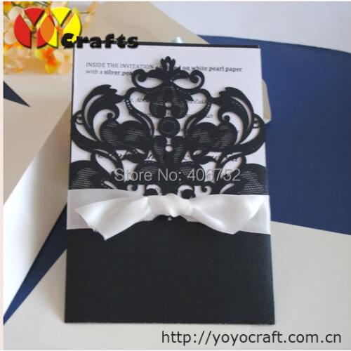Black Hens night invitations laser cut Wedding Invitation Cards with insert and envelop
