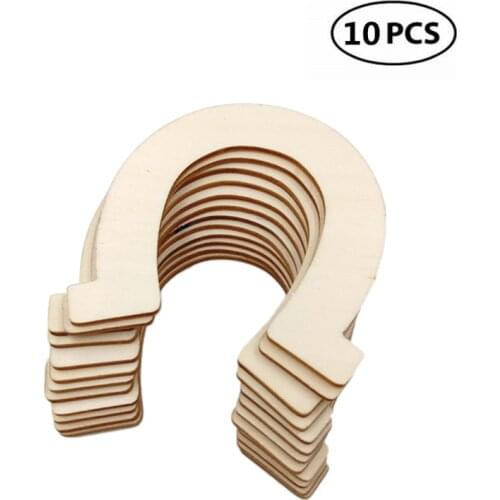 10pcs Wood Discs Slices Horseshoe Shape Wood Gift Wooden Blanks Unfinished Wooden Cutouts Craft DIY Decoration