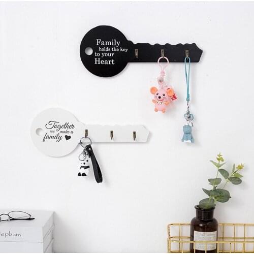 Retro Wood Key Holder Wall Key Shape Hook Storage Rack Hanger Decor Room Hanging Gifts Home Entrance Door Wall Organizer