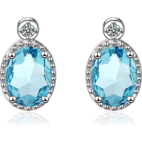 WYJZY Temperament blue crystal ladies earrings elegant ladies dress up earrings beautiful Valentines Day gift