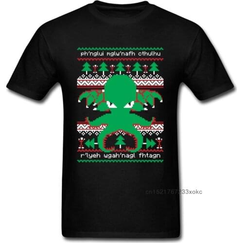 Tshirt Cthulhu Cultist Christmas T Shirt Mens Clothing Summer T-shirt Man Xmas Gift Tees Sweater Graphic Tops Cotton
