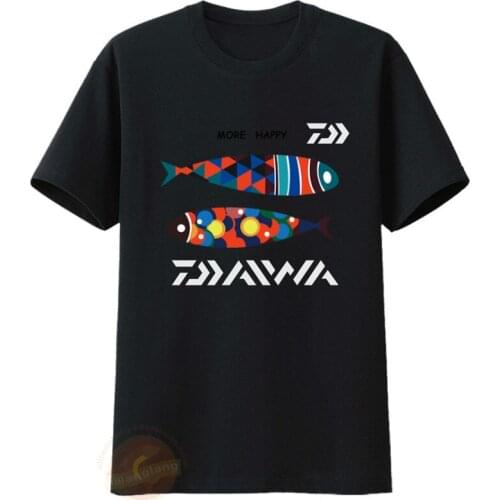 Short Sleeve Fishing T-shirt Men Cotton Loose Pisces Pattern Printed Fishing Clothes 2020 Daiwa New Summer Couple Fishing Shirt