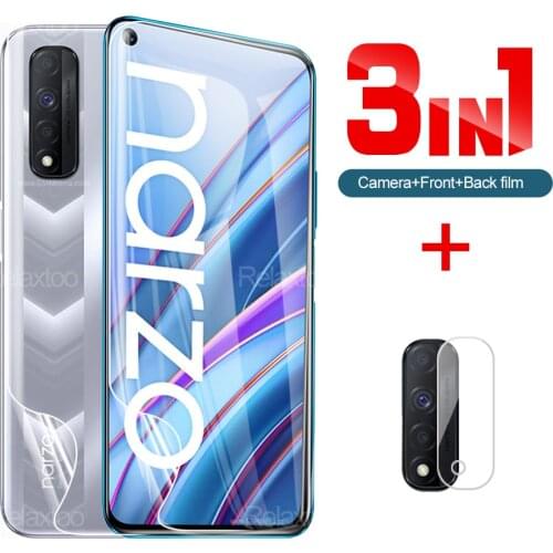 3in1 Hydrogel Film Protective For Oppo Realme Narzo 30 4G Back+Front+ Camera Lens Protection For Narzo 30 4G Narzo30 Film