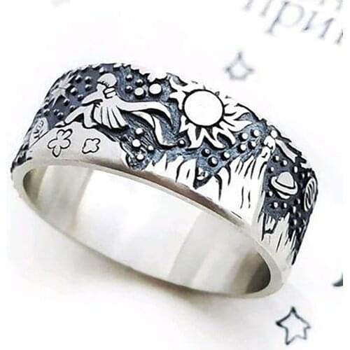 2021 Vintage Trendy Celtic Fox Yearns for The Milky Way Planet Carving Ring Dating Must-have Men Women Accessories Party Gifts