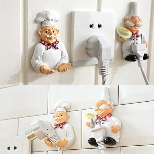 Creative Lovely Cartoon Chef Strong Storage Rack Hook Wall Decor Plug Holder