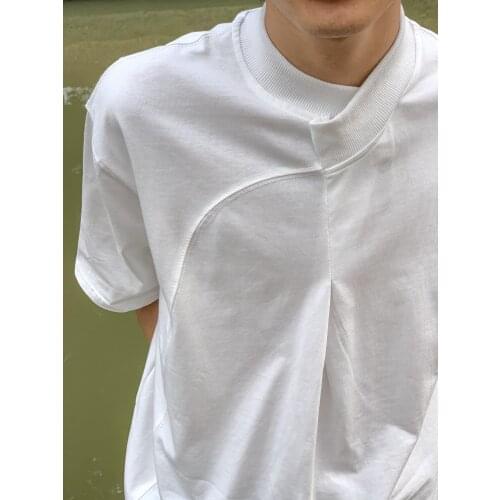 M-6XL! The irregular neckline is deconstructed to design the summer short sleeve T-shirt for men and women