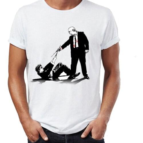 Fashion Mens t-shirt Banksy Reservoir Dogs Wand Battle Artsy Awesome Artwork Printed Tshirt Tees Tops Harajuku Streetwear