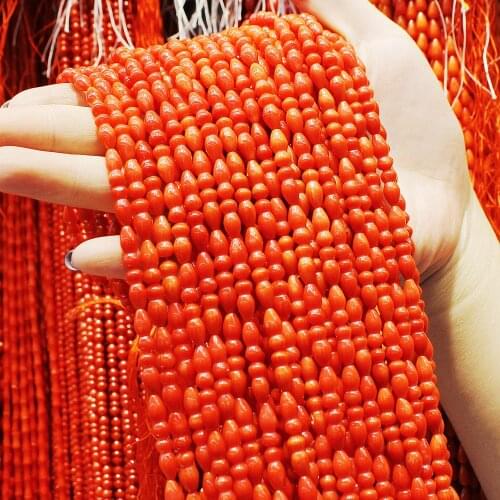 Sold per strand 4*10mm Fashion Coral Beads Christmas jewelry DIY loose coral beads