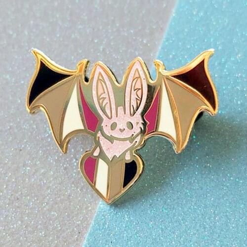 Cartoon Rainbow Bisexual Bat LGBTQ Enamel Brooch Pin Backpack Hat Bag Collar Lapel Pins Badges Women Mens Fashion Jewelry