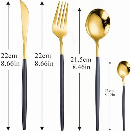 Black Gold Cutlery Set Stainless Steel Tableware Set 4pcs Dinnerware Kitchen Dinner Set Complete Luxury Flatware Dropshipping