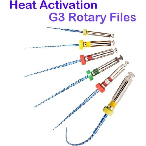 Nickel titanium root canal dental 02 04 06 taper files Blue dental rotary files Use for Root canal cleaning heat activation