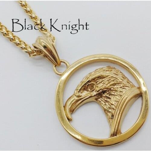 Black Knight mens hip hop rock eagle necklace Animal eagle head pendant necklace stainless steel jewelry fashion biker BLKN0597