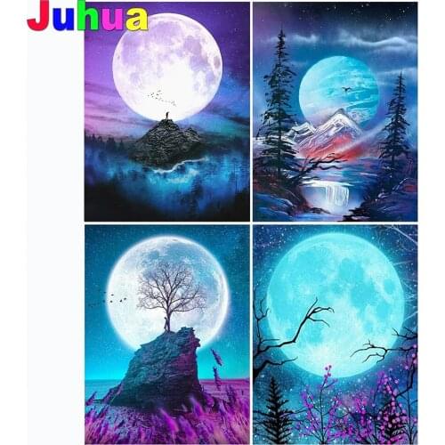 Landscape Moon 5D DIY diamond painting full Square Round diamond embroidery mosaic needlework kits Christmas gifts home decor