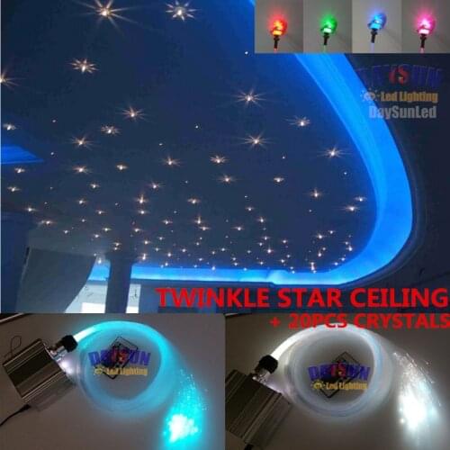 RGBWLED Twinkle Star Ceiling Light 150pcs 0.75mm*4m + 20pcs 1mm*4m Fiber Cable + 20pcs Crystals RF Remote New Star Lights