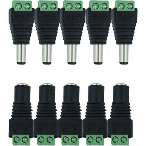 12V DC Power Connector Jack CCTV Camera 5050 3528 Single Color LED Strips Female DC Power Adapter Plug Male Plug