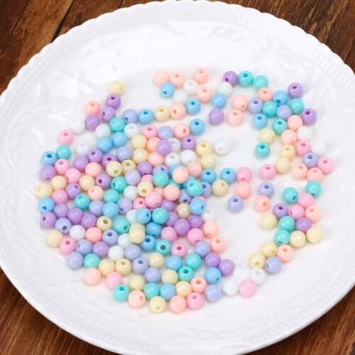 97QE 200PCs Multi-Color Acrylic Round Ball Spacer Beads For DIY Jewelry Making 6mm