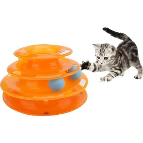 Three Levels Cat Intelligence Amusement Cat Toys Ball Training Amusement Plate Pet Cat Toys Tower Tracks Disc Triple Pay Disc