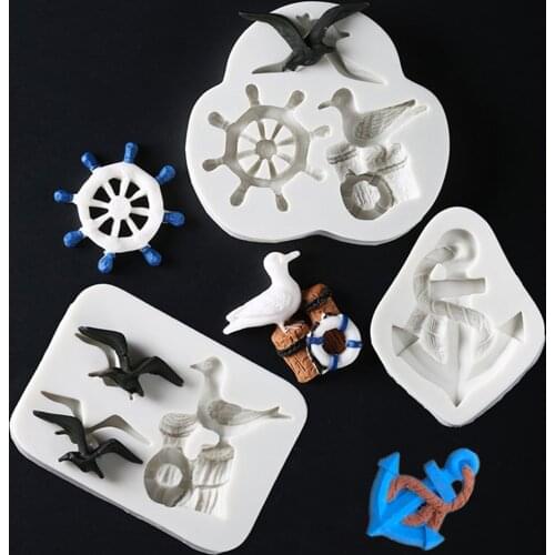 Rudder/Anchor/Seagull Fondant Cake Silicone Mold Chocolate Candy Molds Cookies Pastry Biscuits Mould DIY Cake Decoration Tools