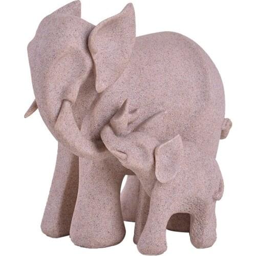 Sculpture Sandstone Mother And Son Elephant Resin Crafts Creative Home Decoration Ornaments Fashion Desktop Decoration Gifts
