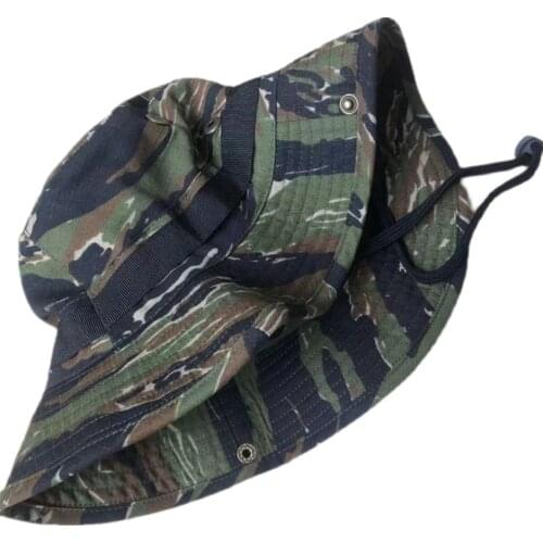 Tactical Tiger Pattern Bonnie Hat Outdoor Vietnam War Sweat Absorption Cap Round Hat Military Distressed