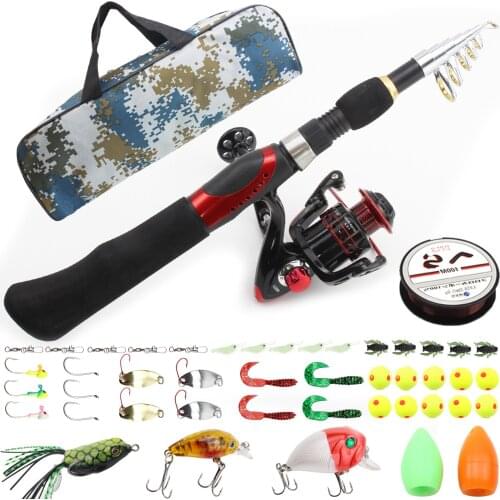 NEW Carbon 1.65M telescopic fishing rod and Reels fishing bag tools set Travel Fishing Tackle Outdoor sports Novice fishing gear