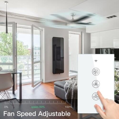 WiFi RF433 Smart Ceiling Fan Switch Smart Life/Tuya App 2/3 Way control Wireless Remote Control Works with Alexa and Google