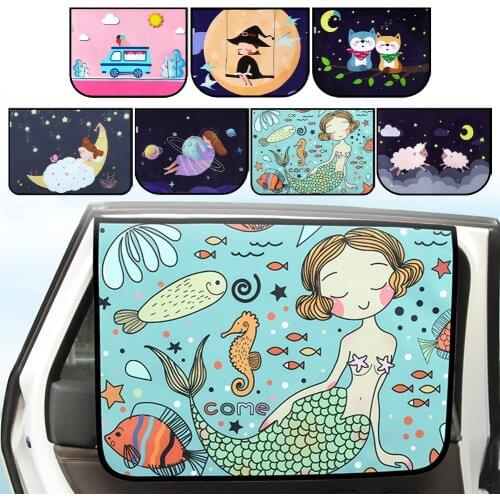 Universal Car Sun Shade Cover Magnetic UV Protection Curtain Side Window Sunshade Cover for Baby Kids Cute Cartoon Car Styling