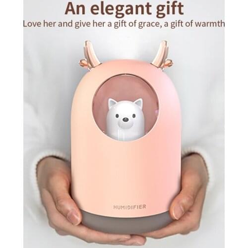 Air Humidifier 300ML Cute Rabbit Ultra-Silent USB Aroma Essential room Car LED Night Lamp Air Purifier Mist Maker Air Fresher