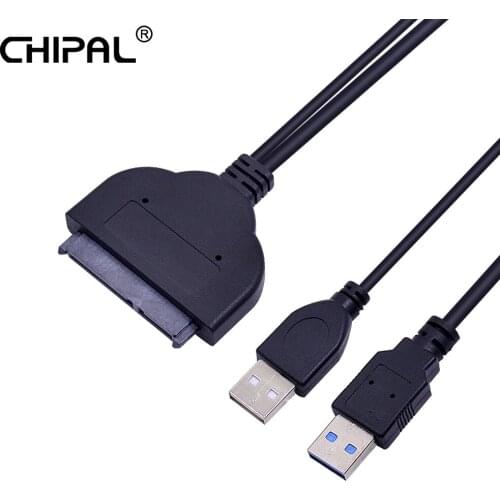 CHIPAL External USB 2.0 Power Cord USB 3.0 to 7 15 22Pin SATA Adapter Cable for 2.5" Ssd Hdd Hard Disk Drive Converter