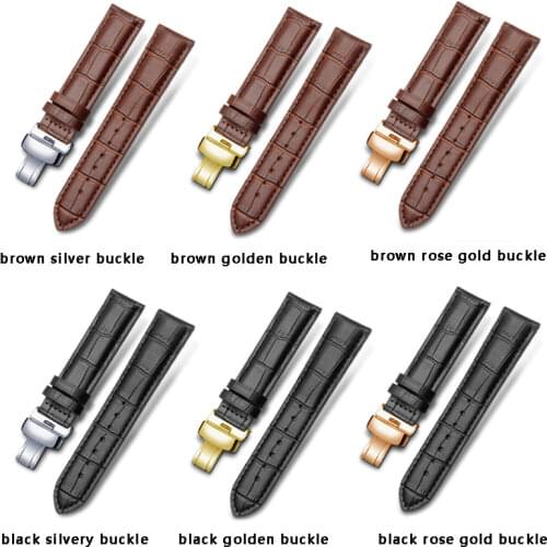 High quality leather watch band Alligator Grain black and brown strap adaptation Tissot T006 /T41 /T063