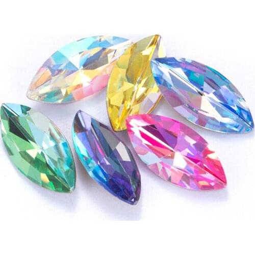 XiChuan Navette Pointback Sew On Rhinestones Shining Glass Crystal Glue On Rhinestone For DIY Dress Accessories Jewelry Making