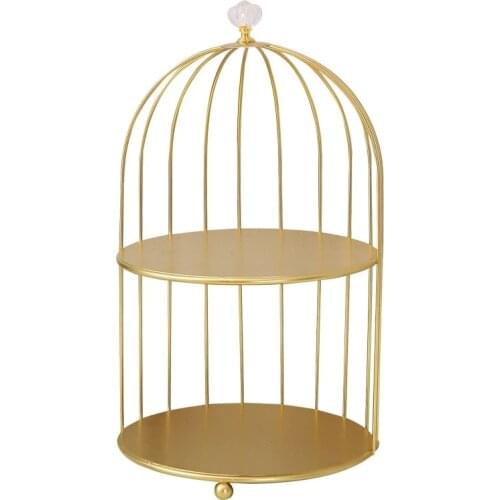 Gold Iron Art Makeup Organizer Box Double-Layer Make up Storage Box Pactical Cosmetic Organizer Desktop Perfume Display Rack