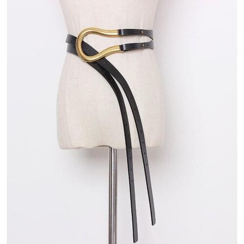 Womens runway fashion genuine leather Cummerbunds female Dress coat Corsets Waistband Belts decoration wide belt R2177