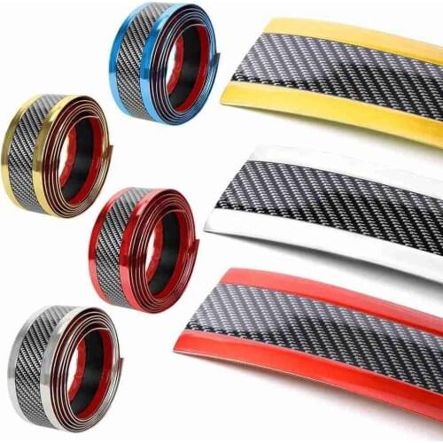 1M Carbon Fiber Rubber Moulding Strip Rubber for Car Door Pedal Trim Bumper DIY Door Sill Protector Edge Guard Car Styling