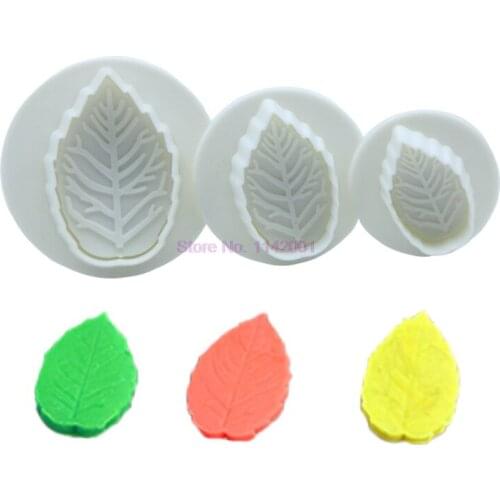 200sets 3pcs/set Biscuit Cake Rose Leaf Plunger Fondant Decorating Sugar Craft Mold Cookie Biscuit Cutter Cake Decorating Tools
