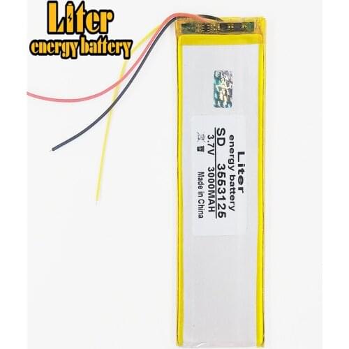 3 line 3.7V 3000mah 3553125 Lithium Polymer Li-Po Rechargeable Battery For Mp4 Mp5 PAD E-Book tablet pc power bank video game