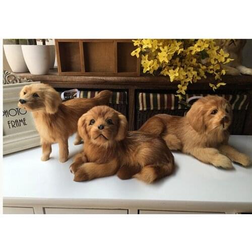 3 pieces a set simulation golden dog model toy polyethylene&furs dog models gift 1863
