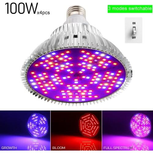 4pcs/Lot) Full Spectrum 100W LED Grow Light IR UV Grow LED Lamp for Plant Indoor Hydroponics Greenhouse Lighting Color Change