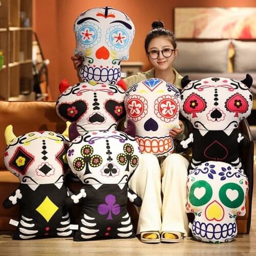 40/65cm Korea Drama Devil Pillow Stuffed Plush Evil Monsters Playing Card Horn Skull Hug Cushion Stuffed Plushie Doll toys