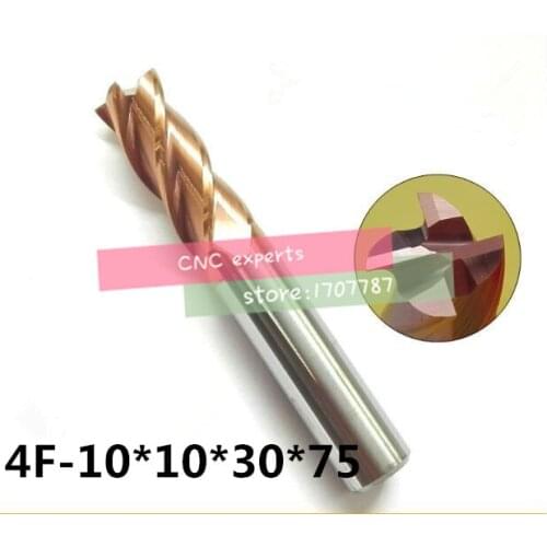 4f-10*10*75,hrc60,material Carbide Square Flatted End Mill four 4 flute 10mm coating nano use for High-speed milling machine