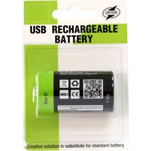 ZNTER 1pc 1.5V 4000mAh USB Rechargeable D Battery For Camera Drone Accessories Multifunctional Lithium Polymer