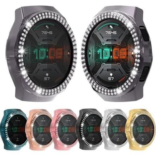 Double-row Diamond Bling Fashion Cover for Huawei Watch GT 2e 46mm Hard PC Protective Case Thin Shockproof Bumper for GT2E Shell