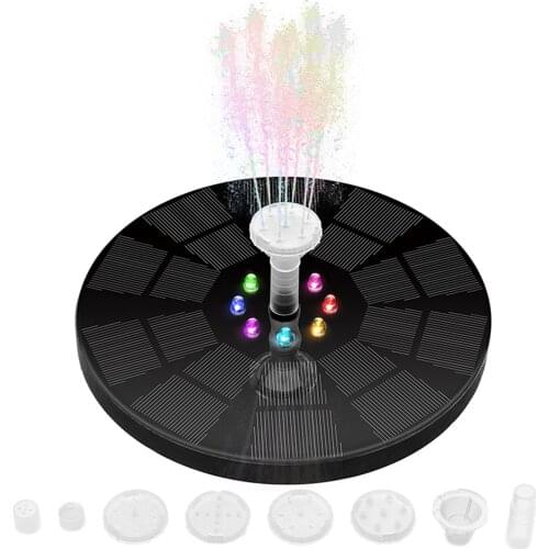 5V 3W Solar Water Fountain Pump Luminous 8 LED Colorful Lights Garden Floating Fountain Pump Swimming Pools Pond Lawn Decor